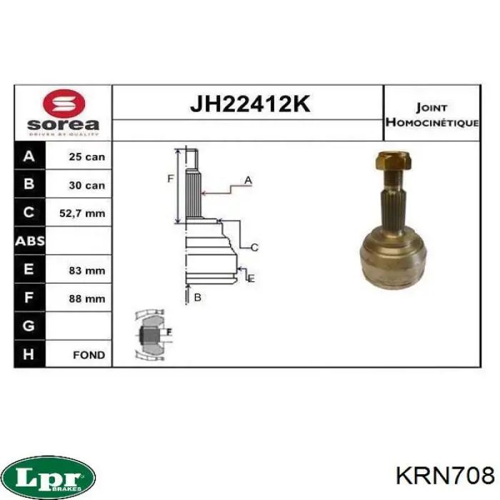 Купити KRN708 LPR Шарнір приводу зовнішній