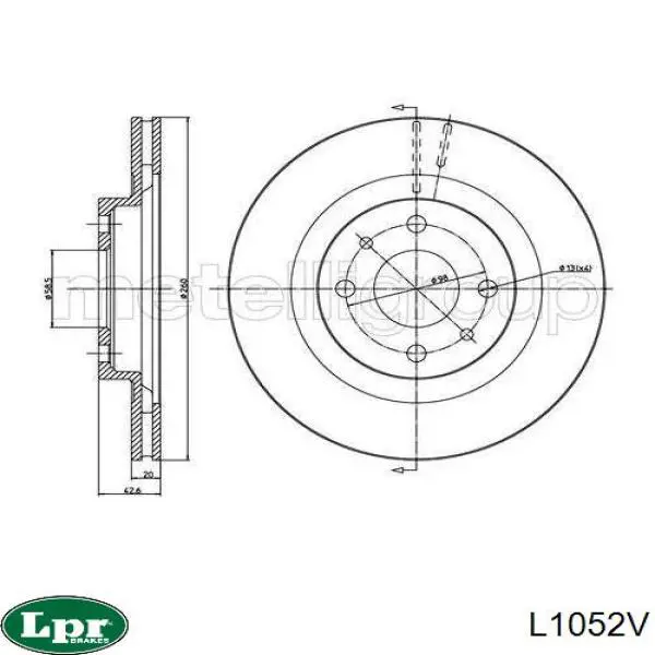 Диск переднього гальма LPR L1052V ціна, від 24.94 USD