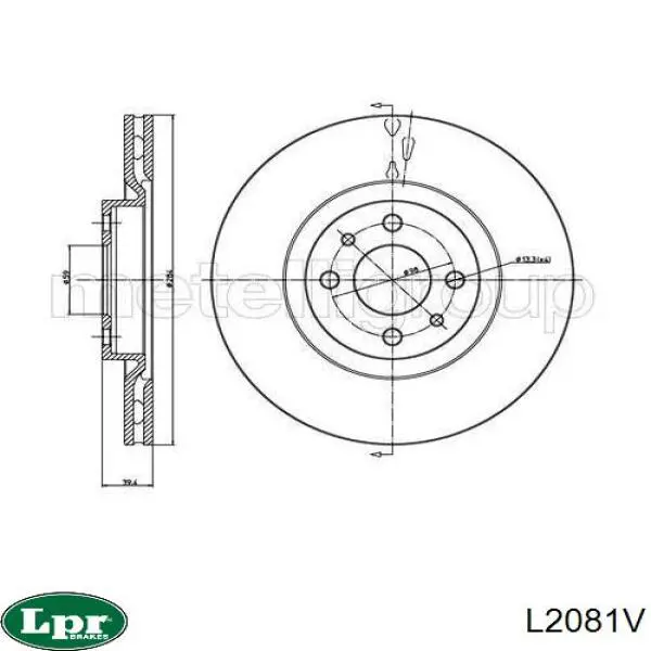 Диск переднього гальма LPR L2081V ціна, від 45.78 USD