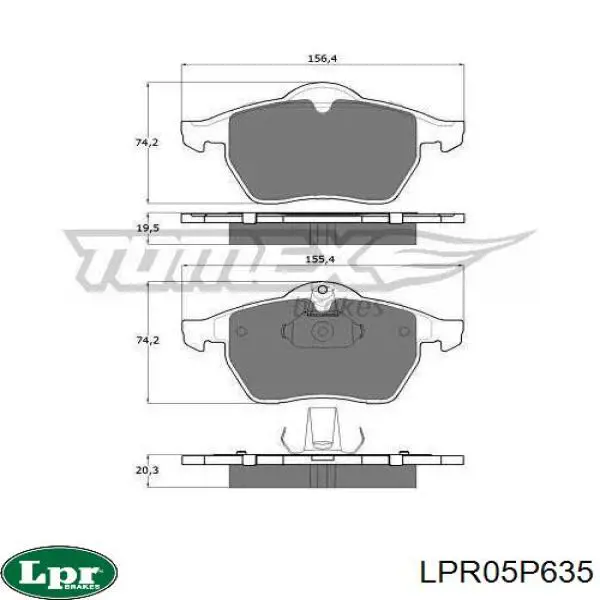 LPR05P635 LPR колодки гальмівні передні, дискові