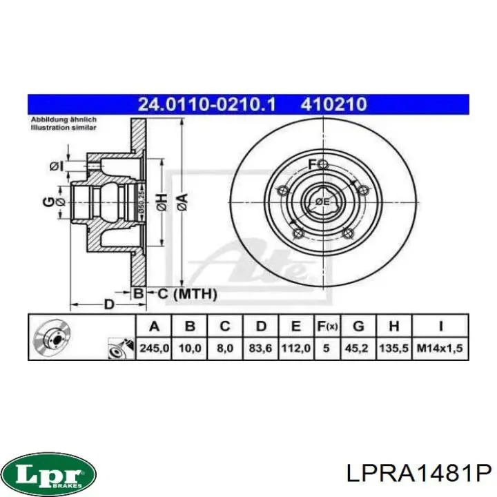 Гальмівні диски LPRA1481P LPR
