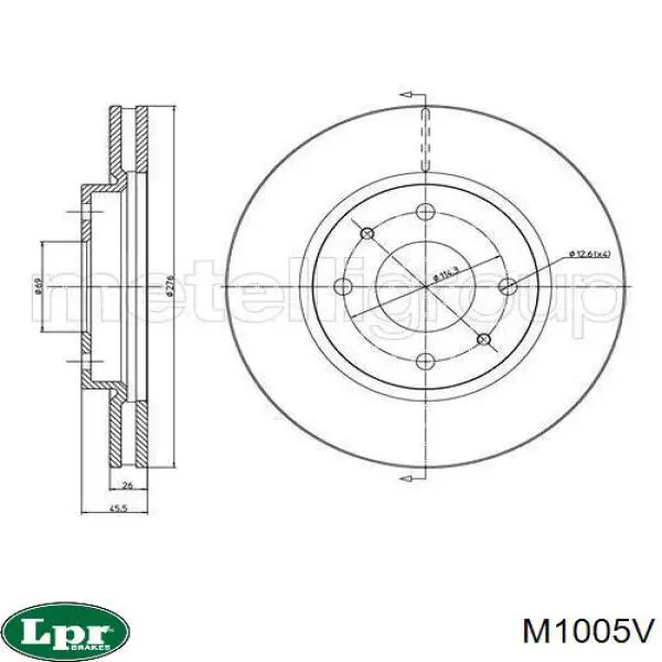 Диск переднього гальма LPR M1005V ціна, від 38.70 USD