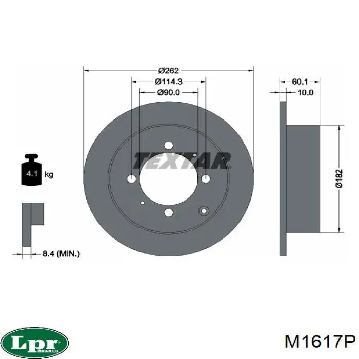 Задні дискові гальма LPR M1617P ціна, від 22.76 USD