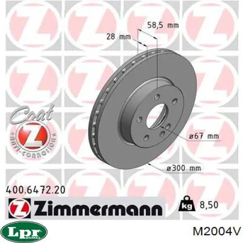 Диск переднього гальма LPR M2004V ціна, від 40.06 USD