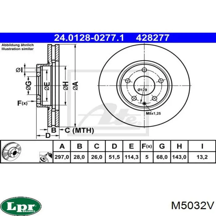 Диск гальмівний передній LPR M5032V