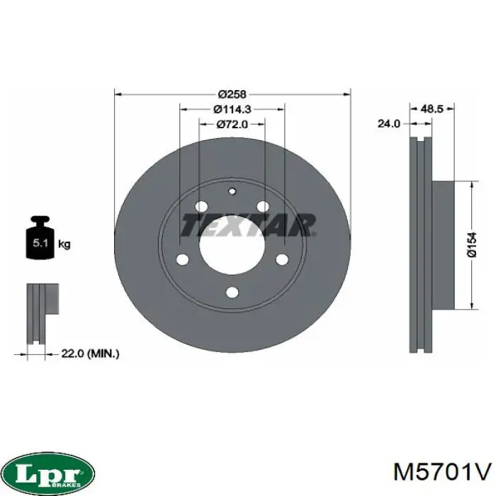 Диск переднього гальма LPR M5701V ціна, від 25.56 USD