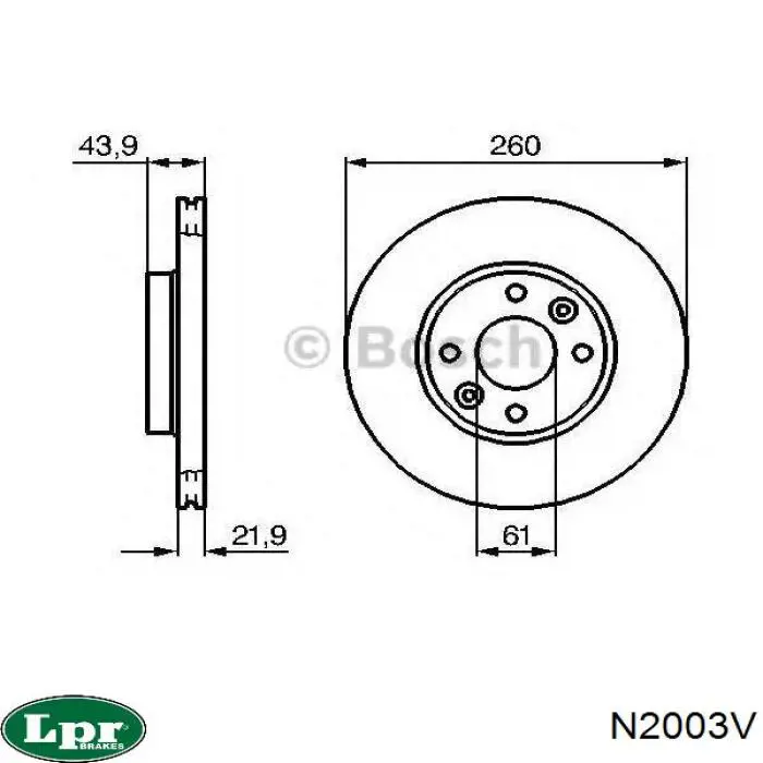 Диск переднього гальма LPR N2003V ціна, від 28.21 USD