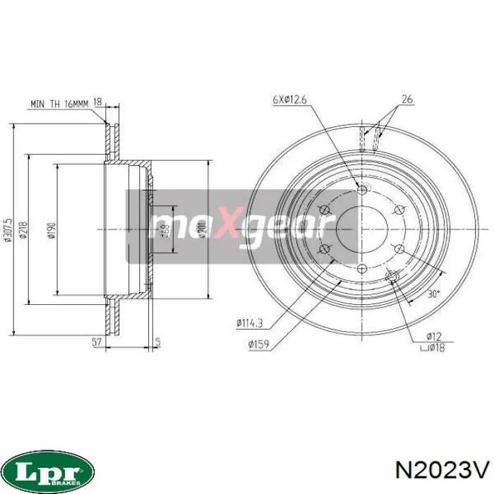 Купити N2023V LPR Диск заднього гальма