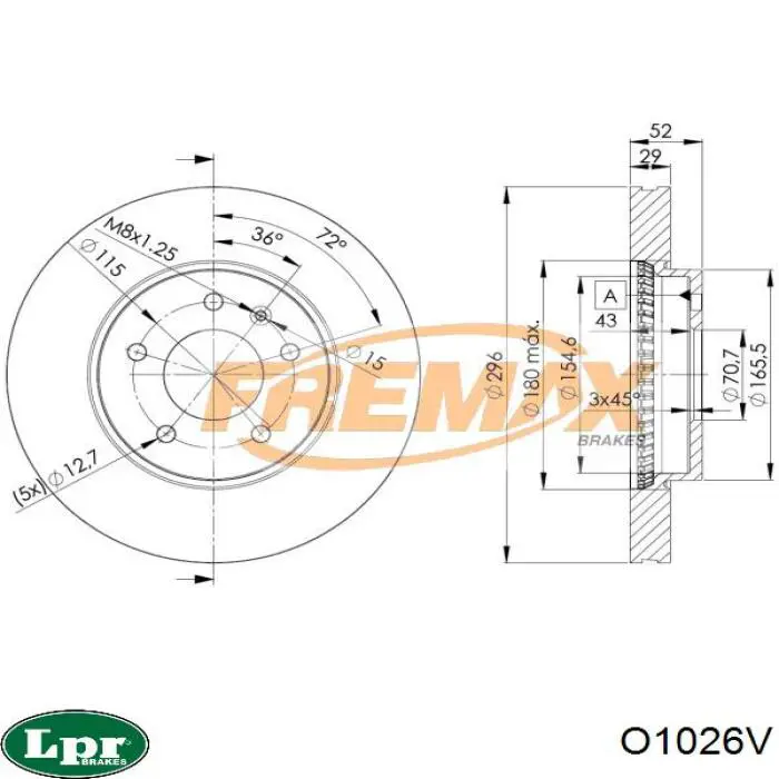 Диск гальмівний передній O1026V LPR