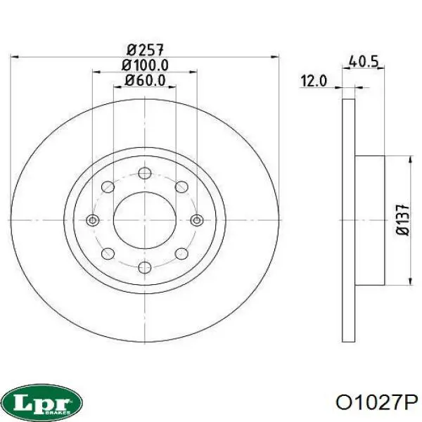 Диск переднього гальма LPR O1027P ціна, від 28.18 USD
