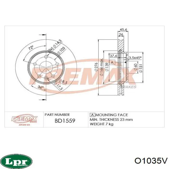 O1035V LPR Гальмо дискове переднє