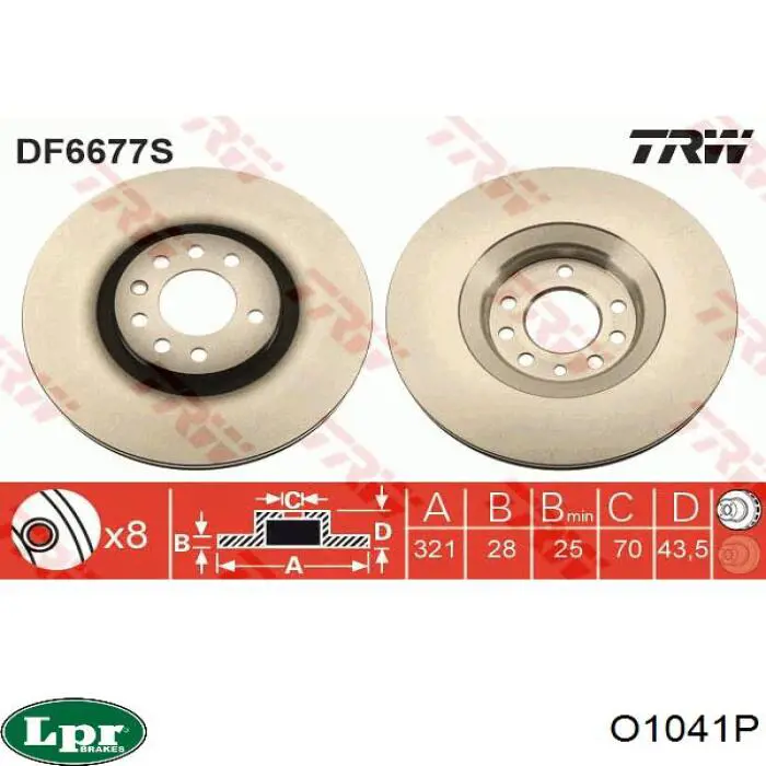 O1041P LPR диск гальмівний передній
