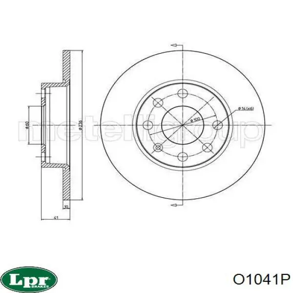 Диск переднього гальма LPR O1041P ціна, від 16.09 USD