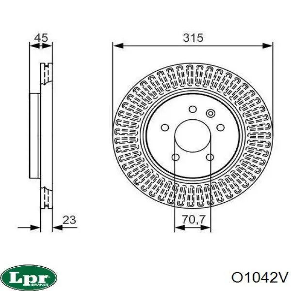 Купити O1042V LPR Диск заднього гальма