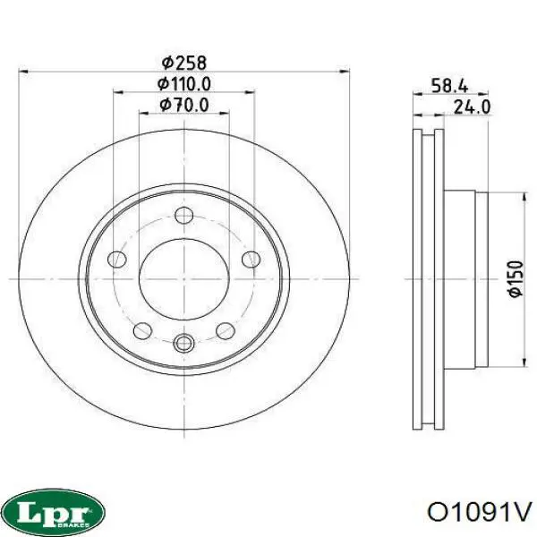 Диск переднього гальма LPR O1091V ціна, від 27.76 USD