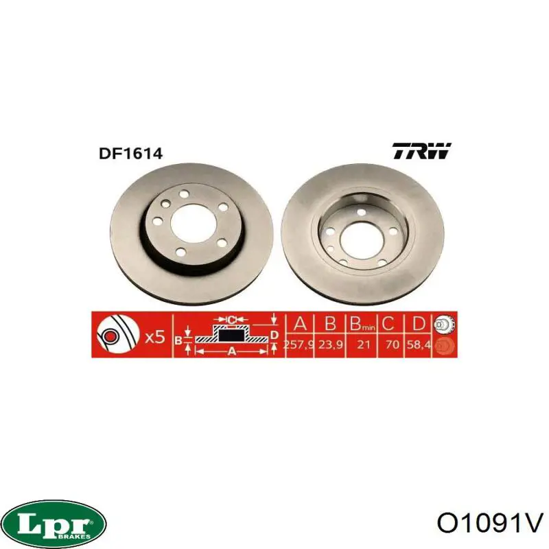 Гальмівні диски передні O1091V LPR