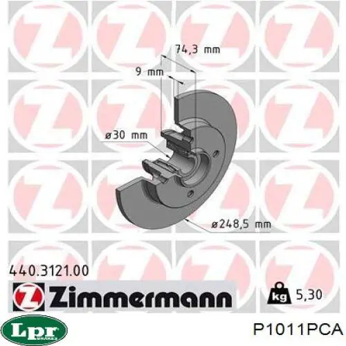 Купити P1011PCA LPR Диск заднього гальма