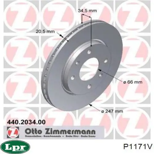 Гальмівні диски передні P1171V LPR