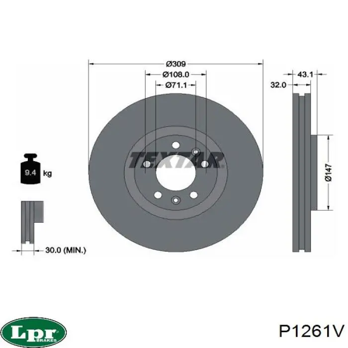 P1261V LPR Гальмо дискове переднє