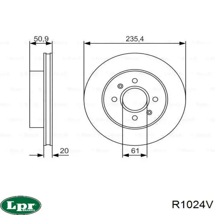 Диск переднього гальма LPR R1024V ціна, від 22.07 USD