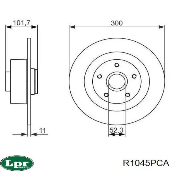 Диск гальмівний задній R1045PCA LPR