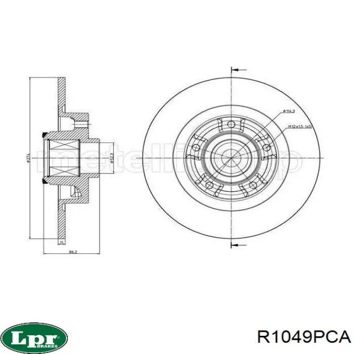 Купити R1049PCA LPR Диск заднього гальма