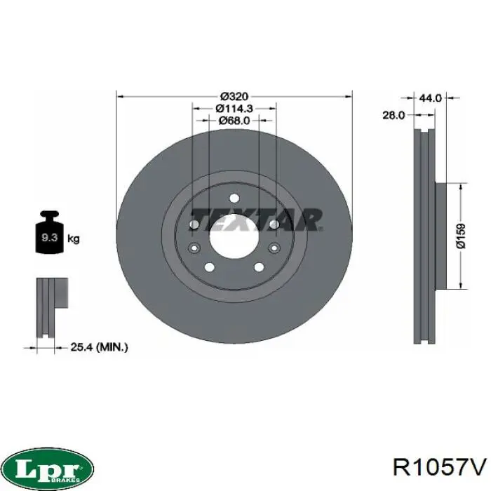Диск гальмівний передній LPR R1057V