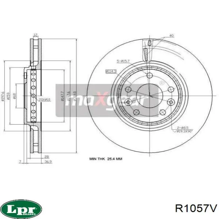 Гальмівні диски передні R1057V LPR
