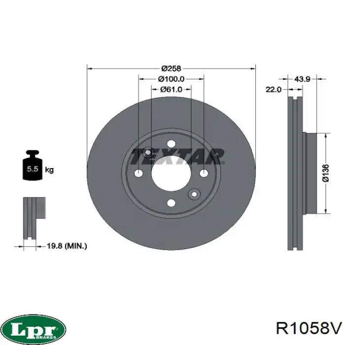 R1058V LPR диск гальмівний передній