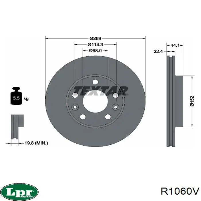 R1060V LPR диск гальмівний передній