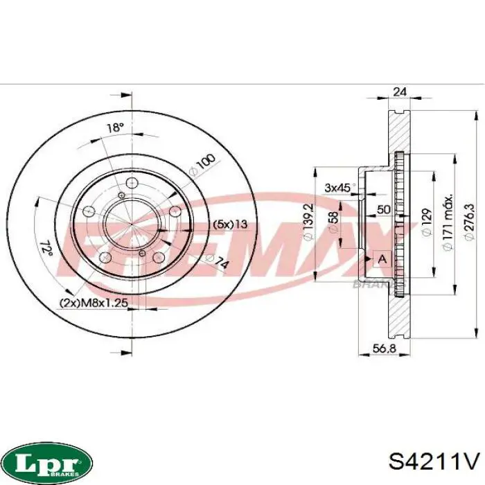 Гальмівні диски передні S4211V LPR
