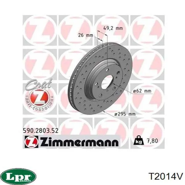 Диск переднього гальма LPR T2014V ціна, від 48.69 USD