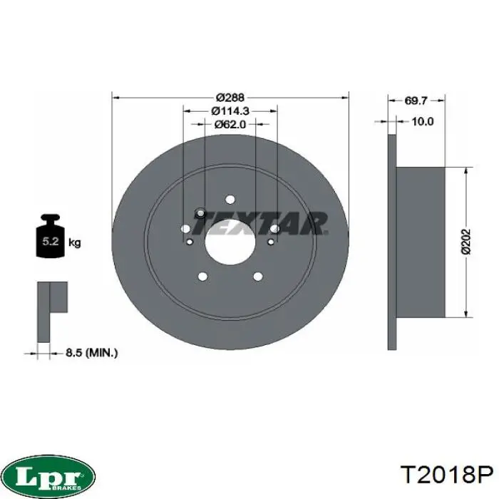 Задні дискові гальма LPR T2018P ціна, від 29.20 USD