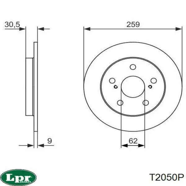 Диск гальмівний задній T2050P LPR