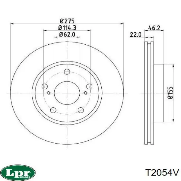 Диск гальмівний передній LPR T2054V