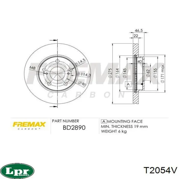 Гальмівні диски передні T2054V LPR