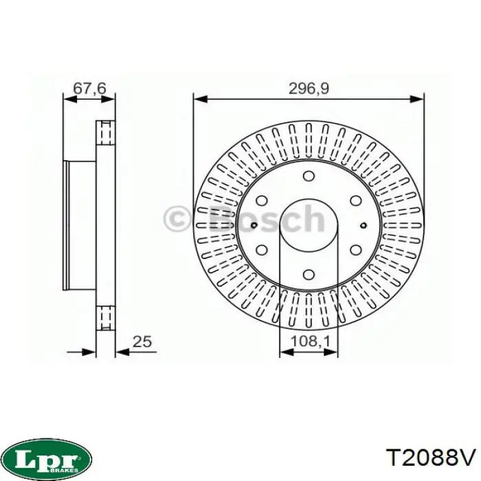 Диск переднього гальма LPR T2088V ціна, від 34.79 USD