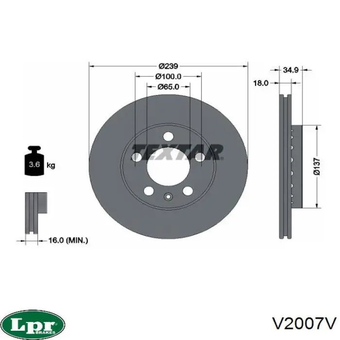 Купити V2007V LPR Ротор гальмівний