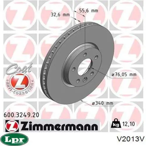 Диск гальмівний передній V2013V LPR