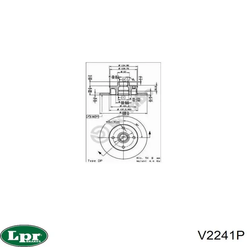 Купити V2241P LPR Диск заднього гальма