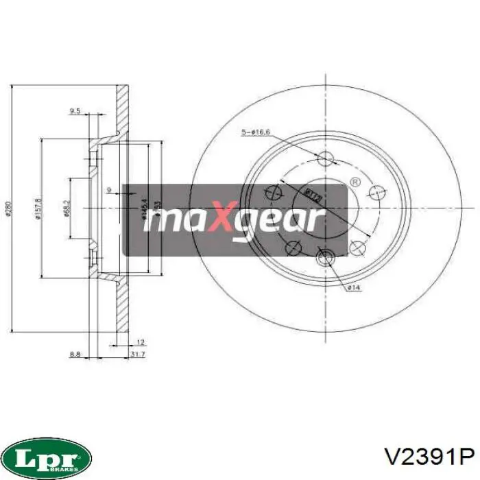 Задні дискові гальма LPR V2391P ціна, від 26.90 USD
