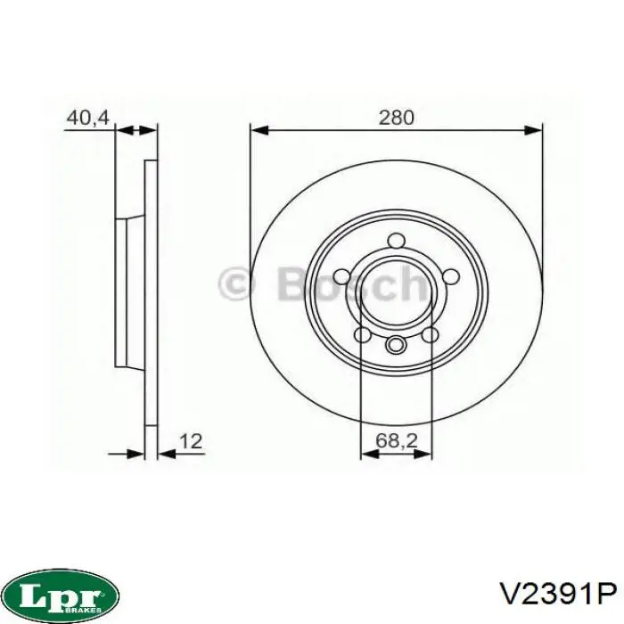 Купити V2391P LPR Диск заднього гальма