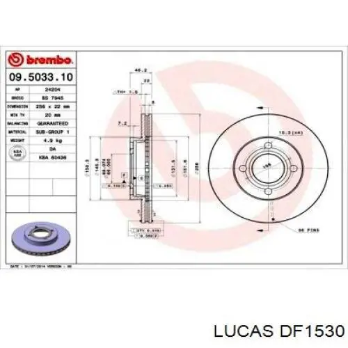DF1530 Lucas Гальмо дискове переднє