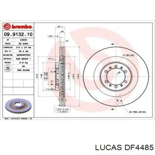 DF4485 Lucas Гальмо дискове переднє