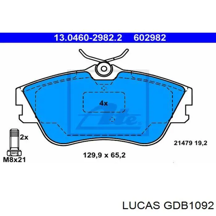 Колодки гальмівні передні, дискові GDB1092 Lucas