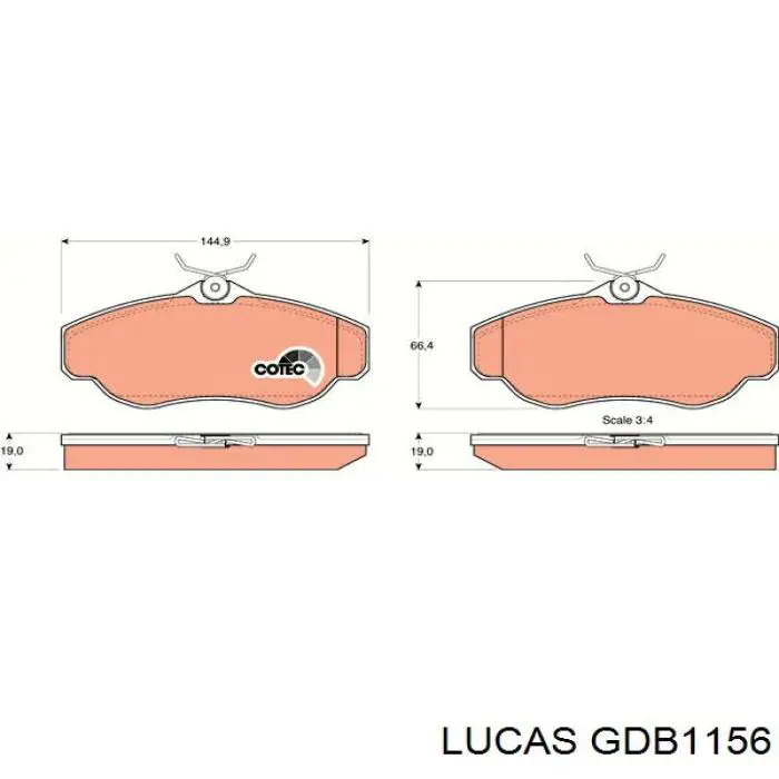 GDB1156 Lucas колодки гальмівні передні, дискові