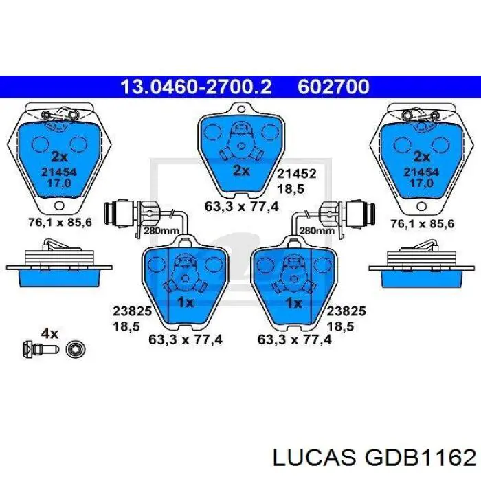GDB1162 Lucas колодки гальмівні передні, дискові