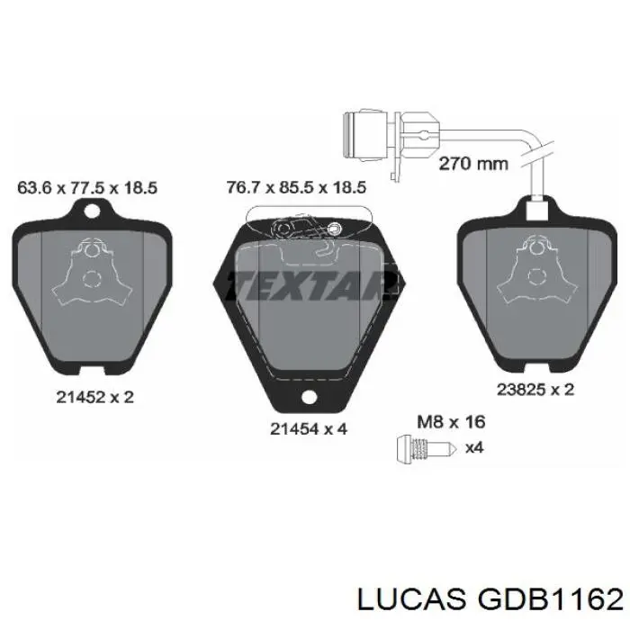 GDB1162 Lucas Передні гальмівні колодки