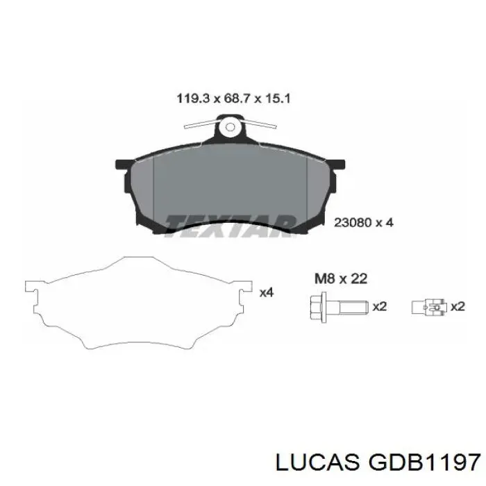 GDB1197 Lucas колодки гальмівні передні, дискові