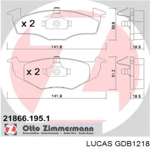 GDB1218 Lucas колодки гальмівні передні, дискові